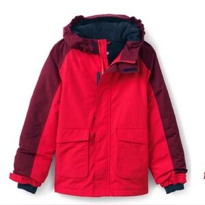 Lands End Squall Waterproof Red and Burgundy Parka